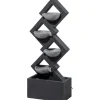 dobar XL Design-Gartenbrunnen mit LEDs 20,5 x 100,5 x 41,5 cm grau
