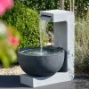 dobar XL Design-Gartenbrunnen mit LEDs 52 x 65 x 44 cm grau