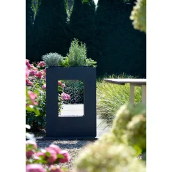 dobar XL Design-Gartenbrunnen mit Pflanzkasten 76 x 54,5 x 19 cm dunkelgrau