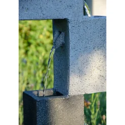 dobar XL Design-Gartenbrunnen mit LEDs 21,5 x 90,5 x 40,5 cm grau