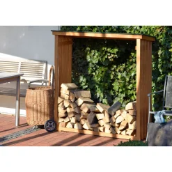 dobar XL-Kaminholzregal 140 x 143 x 50 cm grün-braun