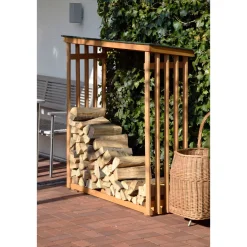 dobar XL-Kaminholzregal 140 x 143 x 50 cm grün-braun