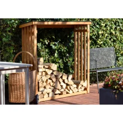 dobar XL-Kaminholzregal 140 x 143 x 50 cm grün-braun