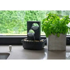 dobar Zimmerbrunnen 20,5 x 26 x 16,5 cm grau-schwarz