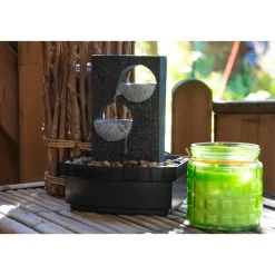 dobar Zimmerbrunnen 20,5 x 26 x 16,5 cm grau-schwarz