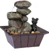 dobar Zimmerbrunnen mit Frosch 20 x 21,5 x 20 cm grau-schwarz