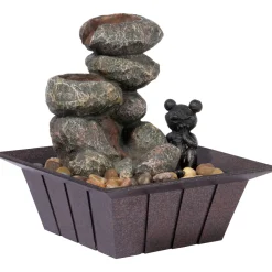 dobar Zimmerbrunnen mit Frosch 20 x 21,5 x 20 cm grau-schwarz