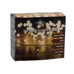 Draht-Cluster-Lichterkette Schwarz 100 warmweiße LED IP44 Timerfunktion