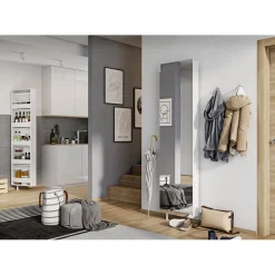 Drehschrank Ordnung mit Spiegelfront 50 x 195 x 18 cm weiß