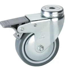 Dörner + Helmer Apparate-Lenkrolle mit TPE-Lauffläche und Fadenschutz 75 x 25 mm mit Rückenloch und Feststeller