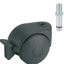 Dörner + Helmer Doppelrolle für normale Böden mit Gewindestift M8 x 15 mm schwarz