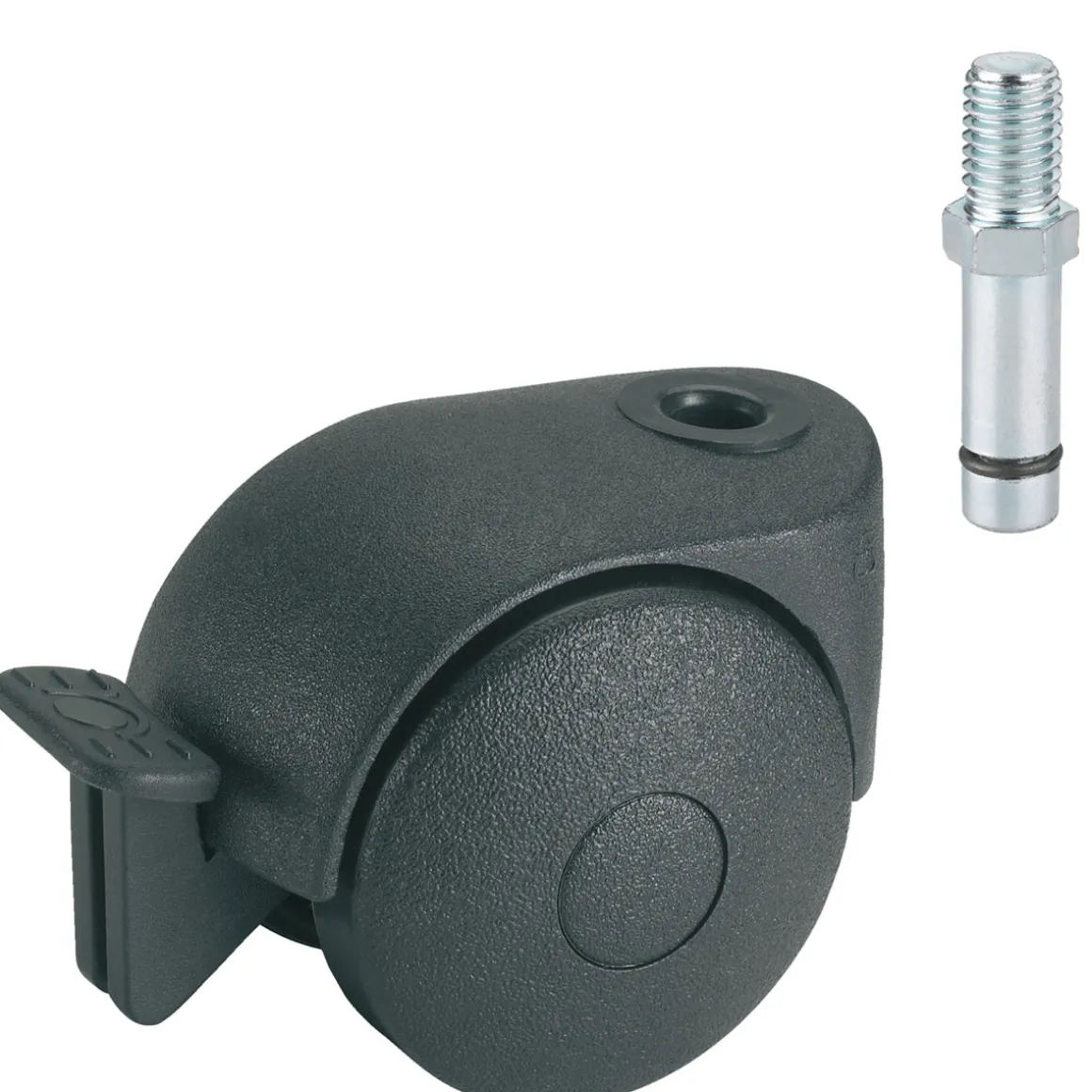 Dörner + Helmer Doppelrolle für normale Böden mit Gewindestift M8 x 15 mm schwarz