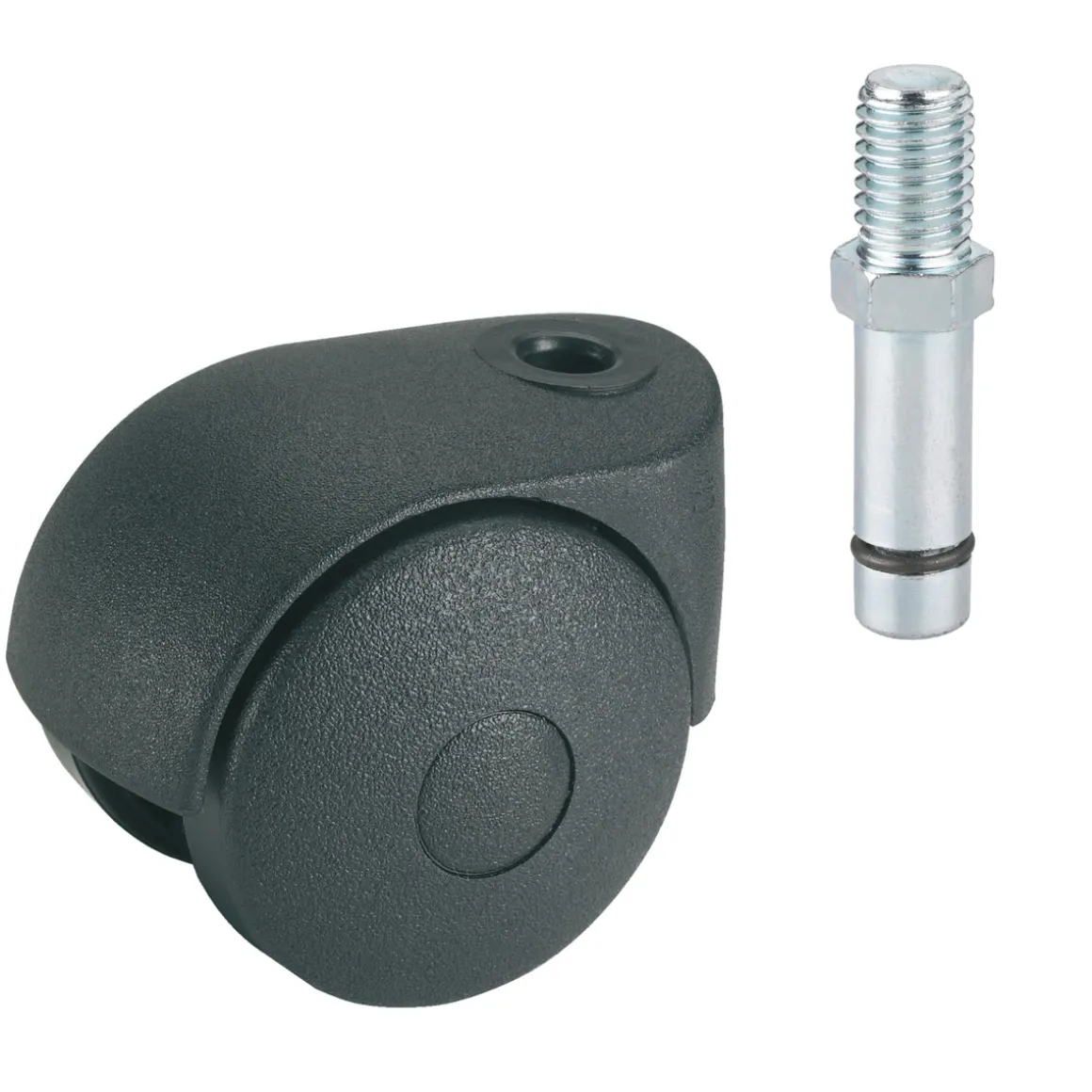 Dörner + Helmer Doppelrolle für normale Böden mit Gewindestift M8 x 15 mm schwarz