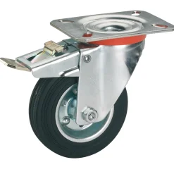 Dörner + Helmer Transportgeräte-Lenkrolle mit Vollgummireifen Stahlfelge und Feststeller 80 x 25 mm