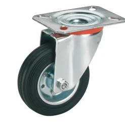 Dörner + Helmer Transportgeräte-Lenkrolle mit Vollgummireifen und Stahlfelge 100 x 30 mm