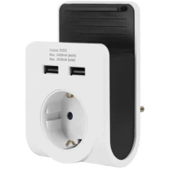Dual-USB-Ladegerät mit Netzsteckdose