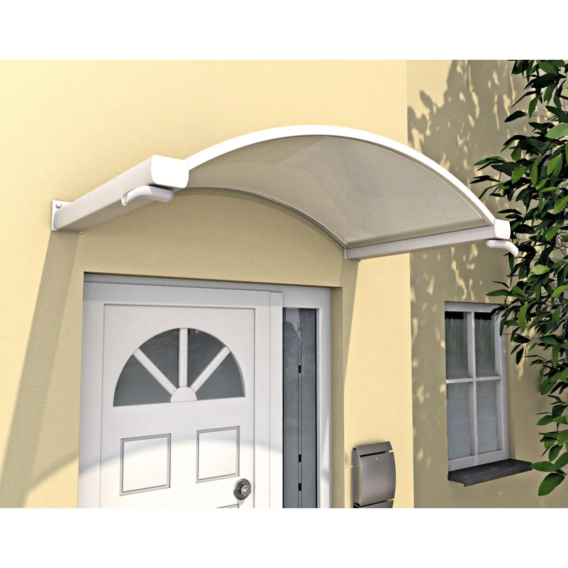 Durabil Rundbogenvordach NO-160 hell weiß 160 x 90 x 30 cm