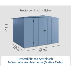 EcoStar Gerätehaus Elegant-STyp 3RAL5014 2 flg