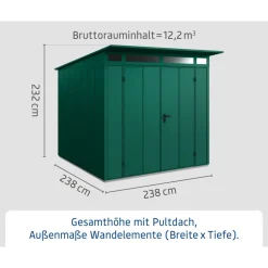 EcoStar Gerätehaus Elegant-PTyp 2RAL6005 2 flg