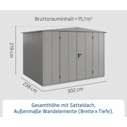EcoStar Gerätehaus Elegant-STyp 3RAL9007 2 flg