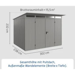 EcoStar Gerätehaus Trend-PTyp 3RAL9007 2 flg