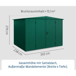 EcoStar Gerätehaus Trend-STyp 3RAL6005 2 flg