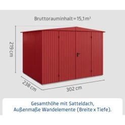 EcoStar Gerätehaus Trend-STyp 3RAL3004 2 flg