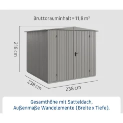 EcoStar Gerätehaus Trend-STyp 2RAL9007 2 flg