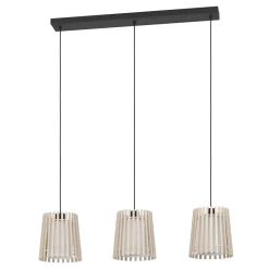 Eglo LED Pendelleuchte Fattoria 3-flammig schwarz/braun/weiß