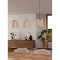 Eglo LED Pendelleuchte Fattoria 3-flammig schwarz/braun/weiß