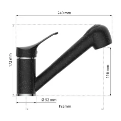 Eisl Spültischarmatur „Granit“ schwarz mit Geschirrbrause
