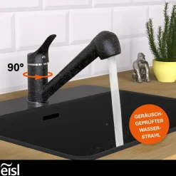 Eisl Spültischarmatur „Granit“ schwarz mit Geschirrbrause