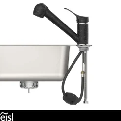 Eisl Spültischarmatur „Granit“ schwarz mit Geschirrbrause