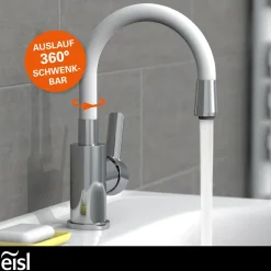 Eisl Waschtischarmatur Flexo chrom weiß Cold Start