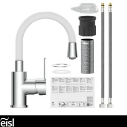 Eisl Waschtischarmatur Flexo chrom weiß Cold Start