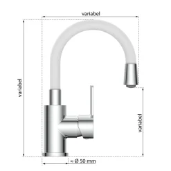 Eisl Waschtischarmatur Flexo chrom weiß Cold Start