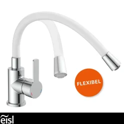 Eisl Waschtischarmatur Flexo chrom weiß Cold Start