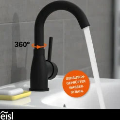 Eisl Waschtischarmatur „Futura“ schwarz mit Cold-Start-Funktion