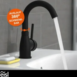 Eisl Waschtischarmatur „Futura“ schwarz mit Cold-Start-Funktion
