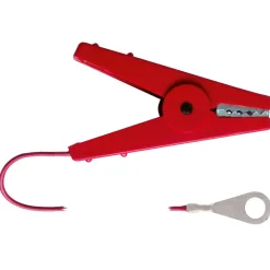 Erd- und Zaunanschlusskabel mit Klemme 100 cm rot