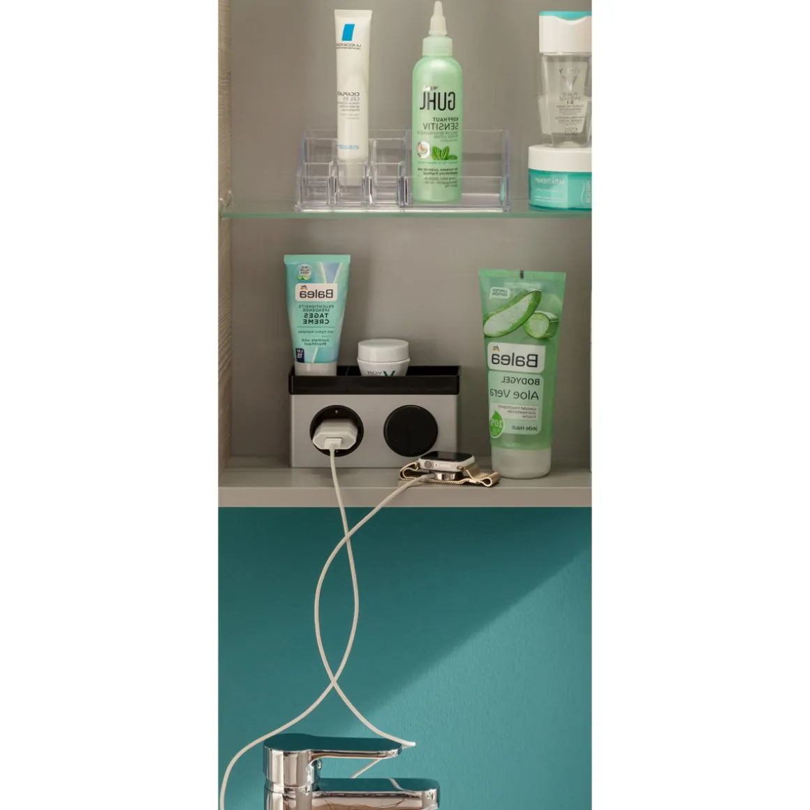 Fackelmann Gäste-WC Spiegelschrank links SBC 400 x 680 x 153 mm Alaska-Esche