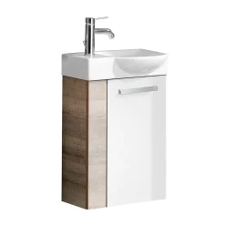 Fackelmann Gäste-WC Waschtischunterschrank rechts SBC 440 x 600 x 243 mm Graueiche/Weiß