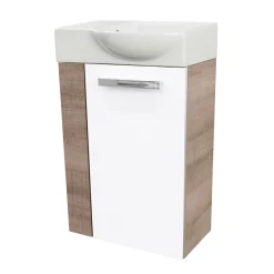 Fackelmann Gäste-WC Waschtischunterschrank rechts SBC 440 x 600 x 243 mm Graueiche/Weiß