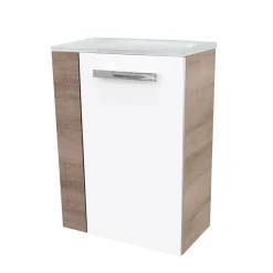 Fackelmann Gäste-WC Waschtischunterschrank rechts SBC 440 x 600 x 243 mm Graueiche/Weiß