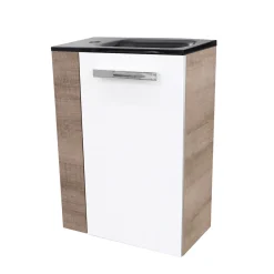 Fackelmann Gäste-WC Waschtischunterschrank rechts SBC 440 x 600 x 243 mm Graueiche/Weiß