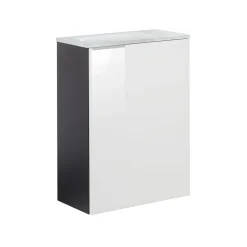 Fackelmann Gäste-WC Waschtischunterschrank rechts SBC 440 x 600 x 243 mm anthrazit/lackiertes Glas Weiß