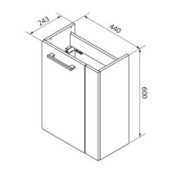 Fackelmann Gäste-WC Waschtischunterschrank links SBC 440 x 600 x 243 mm Sandeiche/Weiß