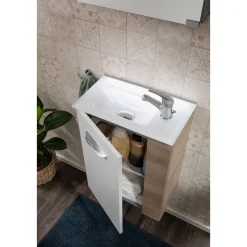 Fackelmann Gäste-WC Waschtischunterschrank links SBC 440 x 600 x 243 mm Steinesche/Weiß