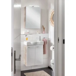 Fackelmann Gäste-WC Waschtischunterschrank SBC 520 x 600 x 243 mm NatureOak/Weiß