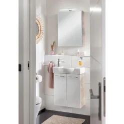 Fackelmann Gäste-WC Waschtischunterschrank SBC 520 x 600 x 243 mm NatureOak/Weiß